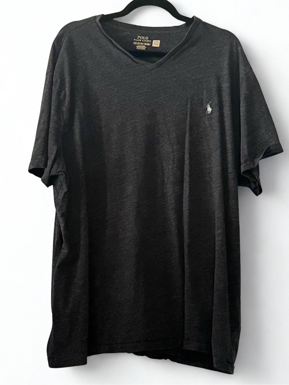 Polo Ralph Lauren Men’s Gray V-Neck Logo Cotton Tee Short Sleeve 2XL B&T